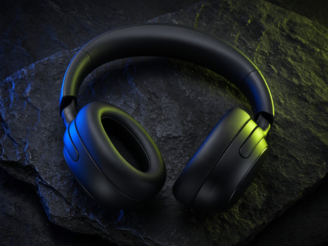Casque circum-aural noir en studio
